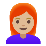 Google(Android) Woman: Medium-Light Skin Tone, Red Hair Emoji