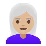 Google(Android) Woman: Medium-Light Skin Tone, White Hair Emoji