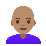 Google(Android) Woman: Medium Skin Tone, Bald Emoji