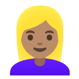 Google(Android) Woman: Medium Skin Tone, Blond Hair Emoji