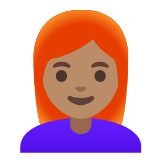 Google(Android) Woman: Medium Skin Tone, Red Hair Emoji