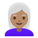 Google(Android) Woman: Medium Skin Tone, White Hair Emoji