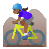 Google(Android) Woman Mountain Biking: Medium-Dark Skin Tone Emoji