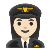 Google(Android) Woman Pilot: Light Skin Tone Emoji