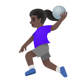 Google(Android) Woman Playing Handball: Dark Skin Tone Emoji