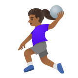 Google(Android) Woman Playing Handball: Medium-Dark Skin Tone Emoji