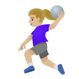 Google(Android) Woman Playing Handball: Medium-Light Skin Tone Emoji