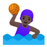 Google(Android) Woman Playing Water Polo: Dark Skin Tone Emoji