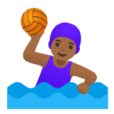 Google(Android) Woman Playing Water Polo: Medium-Dark Skin Tone Emoji