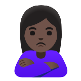 Google(Android) Woman Pouting: Dark Skin Tone Emoji