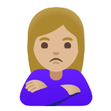 Google(Android) Woman Pouting: Medium-Light Skin Tone Emoji