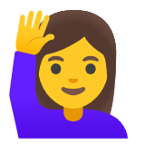 Google(Android) Woman Raising Hand Emoji