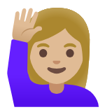 Google(Android) Woman Raising Hand: Medium-Light Skin Tone Emoji