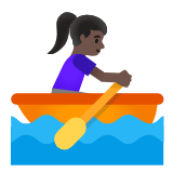 Google(Android) Woman Rowing Boat: Dark Skin Tone Emoji