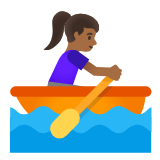 Google(Android) Woman Rowing Boat: Medium-Dark Skin Tone Emoji