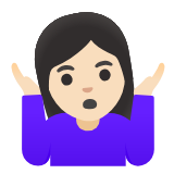 Google(Android) Woman Shrugging: Light Skin Tone Emoji