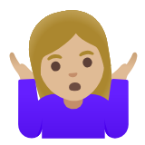 Google(Android) Woman Shrugging: Medium-Light Skin Tone Emoji