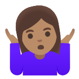 Google(Android) Woman Shrugging: Medium Skin Tone Emoji