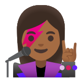 Google(Android) Woman Singer: Medium-Dark Skin Tone Emoji