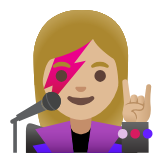 Google(Android) Woman Singer: Medium-Light Skin Tone Emoji