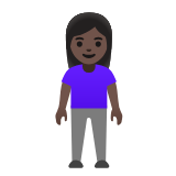 Google(Android) Woman Standing: Dark Skin Tone Emoji