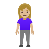 Google(Android) Woman Standing: Medium-Light Skin Tone Emoji