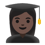 Google(Android) Woman Student: Dark Skin Tone Emoji