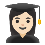 Google(Android) Woman Student: Light Skin Tone Emoji