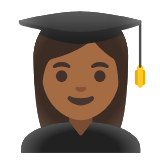 Google(Android) Woman Student: Medium-Dark Skin Tone Emoji