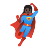 Google(Android) Woman Superhero: Dark Skin Tone Emoji