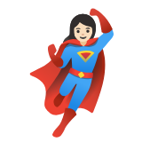 Google(Android) Woman Superhero: Light Skin Tone Emoji