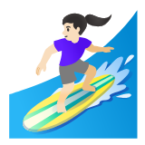 Google(Android) Woman Surfing: Light Skin Tone Emoji