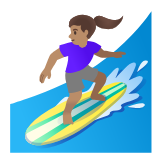 Google(Android) Woman Surfing: Medium Skin Tone Emoji