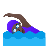 Google(Android) Woman Swimming: Dark Skin Tone Emoji