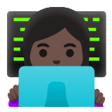 Google(Android) Woman Technologist: Dark Skin Tone Emoji