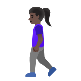 Google(Android) Woman Walking: Dark Skin Tone Emoji