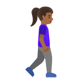 Google(Android) Woman Walking Facing Right: Medium-Dark Skin Tone Emoji