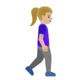 Google(Android) Woman Walking Facing Right: Medium-Light Skin Tone Emoji