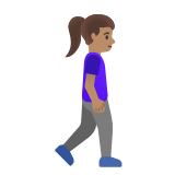 Google(Android) Woman Walking Facing Right: Medium Skin Tone Emoji