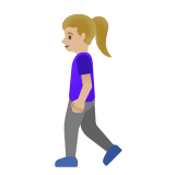 Google(Android) Woman Walking: Medium-Light Skin Tone Emoji