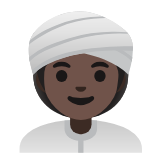 Google(Android) Woman Wearing Turban: Dark Skin Tone Emoji