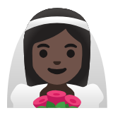 Google(Android) Woman With Veil: Dark Skin Tone Emoji