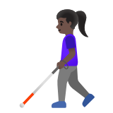 Google(Android) Woman With White Cane: Dark Skin Tone Emoji