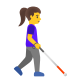 Google(Android) Woman With White Cane Facing Right Emoji