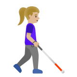 Google(Android) Woman With White Cane Facing Right: Medium-Light Skin Tone Emoji