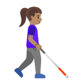 Google(Android) Woman With White Cane Facing Right: Medium Skin Tone Emoji