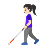 Google(Android) Woman With White Cane: Light Skin Tone Emoji