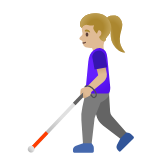 Google(Android) Woman With White Cane: Medium-Light Skin Tone Emoji