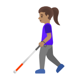 Google(Android) Woman With White Cane: Medium Skin Tone Emoji