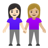 Google(Android) Women Holding Hands: Light Skin Tone, Medium-Light Skin Tone Emoji